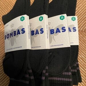 4 Pairs Mens Bombas Crew Calf Socks M Father's Day Gift NEW NWT Black
